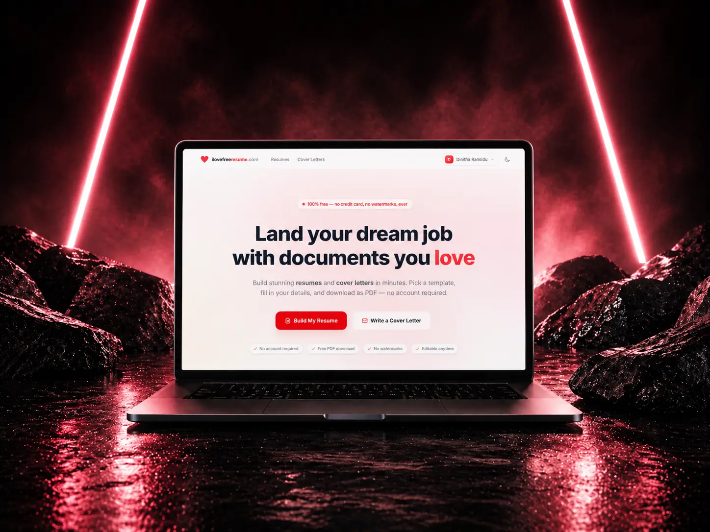 I Love Free Resume project mockup